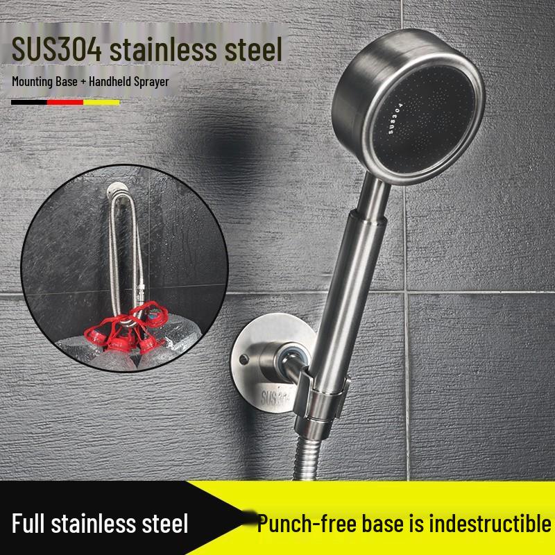 No-Drill 304 Stainless Steel Handheld Shower Head Wall Holder