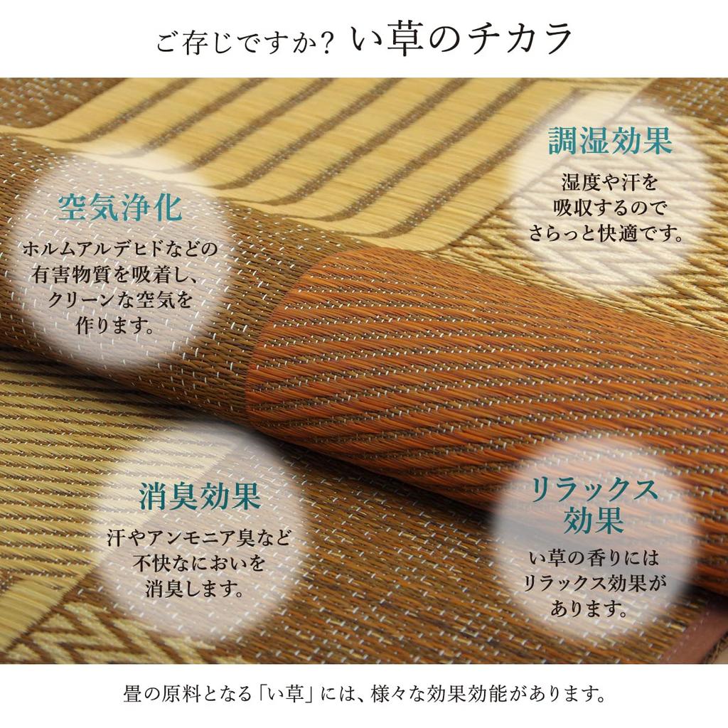 IKEHIKO Igusa Flower Tatami Mat, Kyoto Sashiko, Honma 2 Tatami Size, Approx. 191 x 191 cm, Brown, Made in Japan #4110212