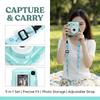 Translucent Glitter Instant Camera Case with Cartoon Sticker Adjustable Strap Protective Cover for Fujifilm Instax Mini 13