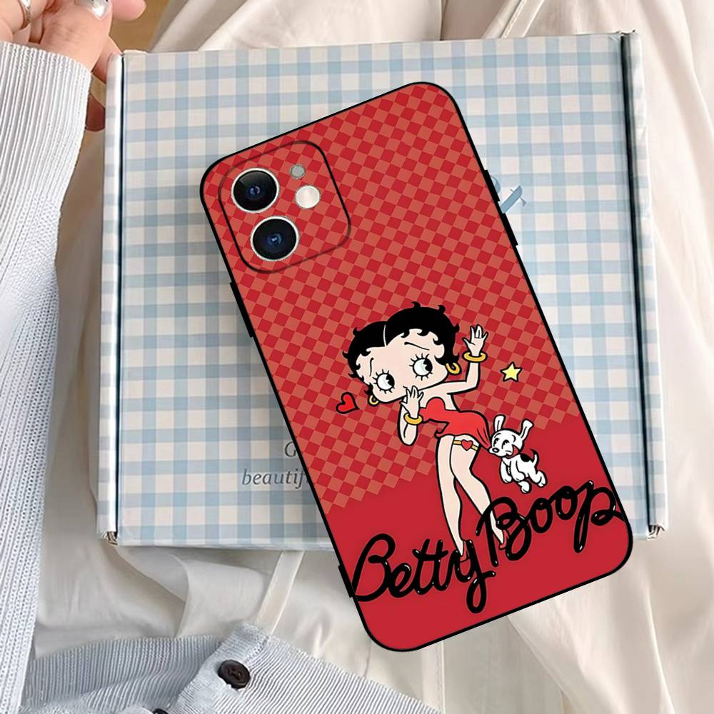 B-Betty-Cute-Boop Phone Case For IPhone 1716 15 14 13 Pro Max 11 12 Mini X Xs XR Black Silicone Cover