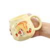 Cream Style Ceramic Mug High Value Drinking Water Cup Pinch Pattern Cup with Lid Spoon Coffee Cup Cute Event Gift Cup