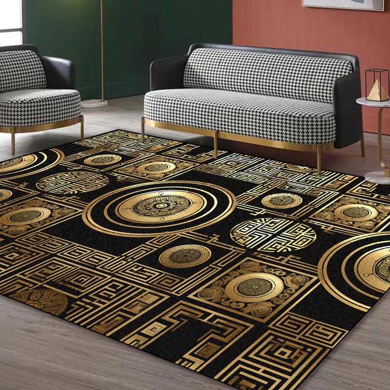 Nordic Style Large Rugs for Living Room Luxurious Black Gold Decoration Non-slip Fioor Mats Bedroom Cloakroom Soft Fluffy Carpet