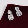 Huitan Geometric Dangle Earrings for Women Luxury Paved White Cubic Zirconia Modern Fashion Female Piercing Earrings Hot