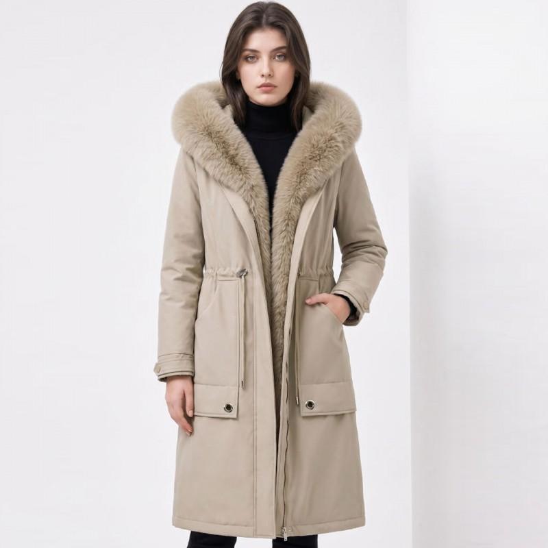 Womens Long Puffer Coat With Faux