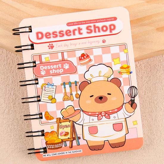 2 Stuks Capybara Mini Spiraal Notitieboekjes A7 3,2 x 4,1 Inch Notitieboekjes 80 Blanco Pagina's Journal Draagbaar Schattig Memo Blokjes voor School Kinderen Studenten Cadeaus
