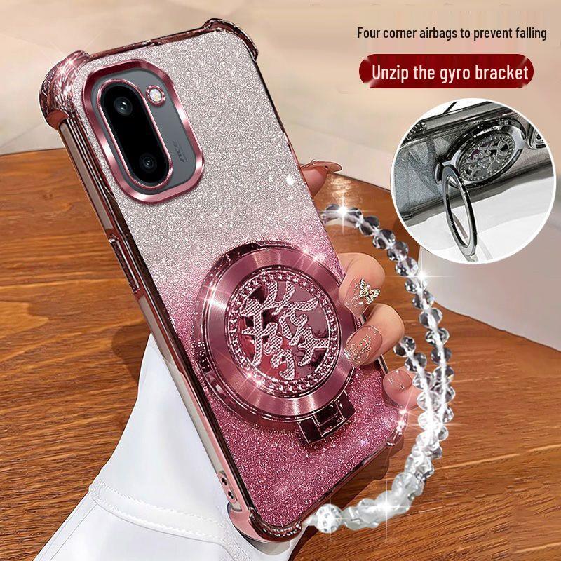 OnePlus ACE6T Phone Case: Full Coverage Mirror with Rotating Stand & Bracelet for OnePlus 15 - Creative, Internet Celebrity Style