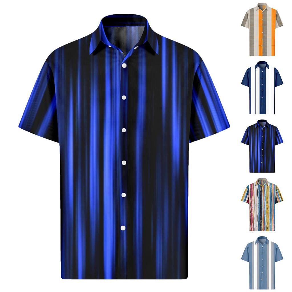 Men's Valentine's Day Printed Button Short Sleeve Shirts Men's Casual Fashion Short Sleeve Shirts