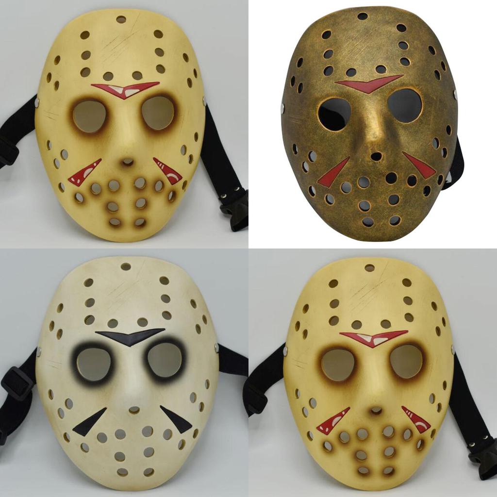 Vibrant Halloween Mask For Parties With Unique Jason Design In Yellow And Copper Tones