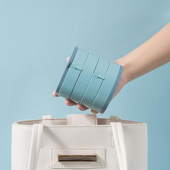 קופסת אחסון לתכשיטים פלסטיק רב-שכבתית אטומה לאבק עמידה בפני לחות סיבוב 360 מעלות מארגן תכשיטים עם מראה מובנה