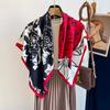 Spring and Autumn new Korean version striped fashion foreign style square scarf women's silk scarf dual-purpose imitation silk shawl scarf headband