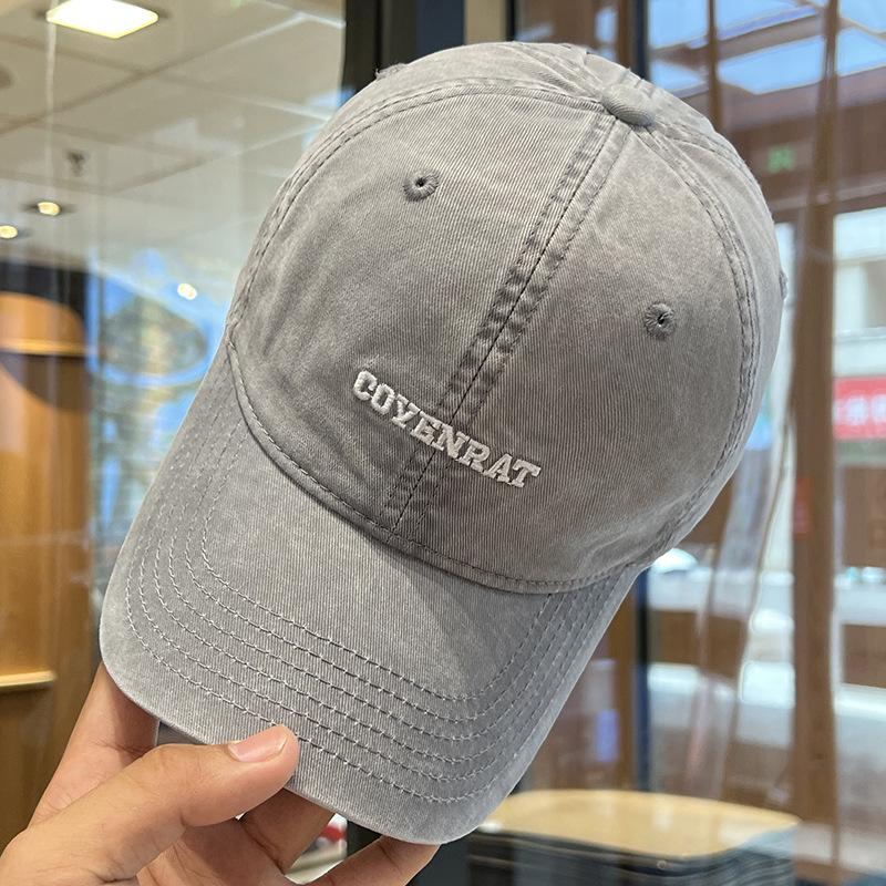 New Embroidered Baseball Cap Big Head Wide Brim Hat Women's Face Showing Small Pure Cotton Versatile Casual Korean Style Baseball Cap Men