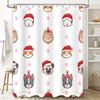 Adorable Dogs Christmas Shower Curtain Set for Bathroom Decor Waterproof Fabric with Santa Hats Snowflakes Pattern