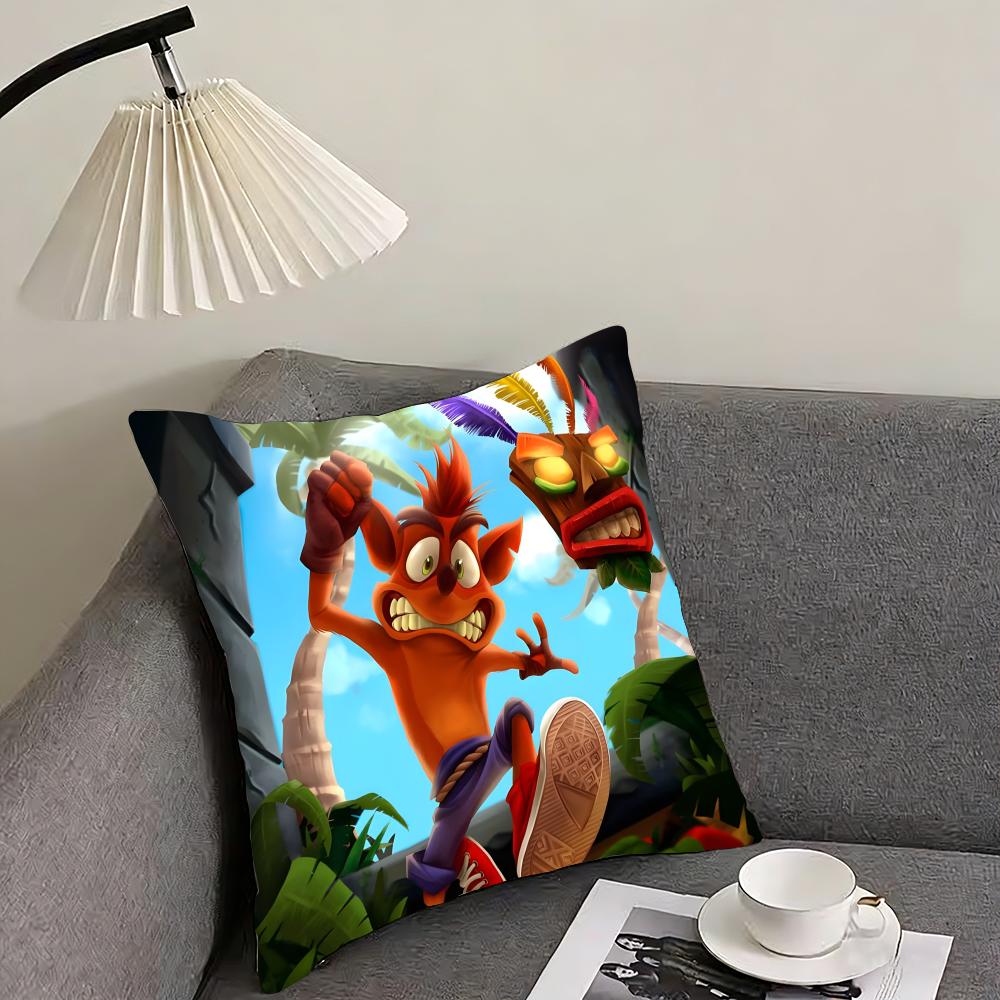 Game Cartoon Crashs B-Bandicoot Cushion Cover Reversible Plush Pillow Cover – For car, sofa, bedroom, perfect as a gift.
