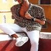 Men Summer Lapel Short Sleeve Shirt Top Leopard Print Single-Breasted Thin Hawaiian Beach Casual Shirt Streetwear