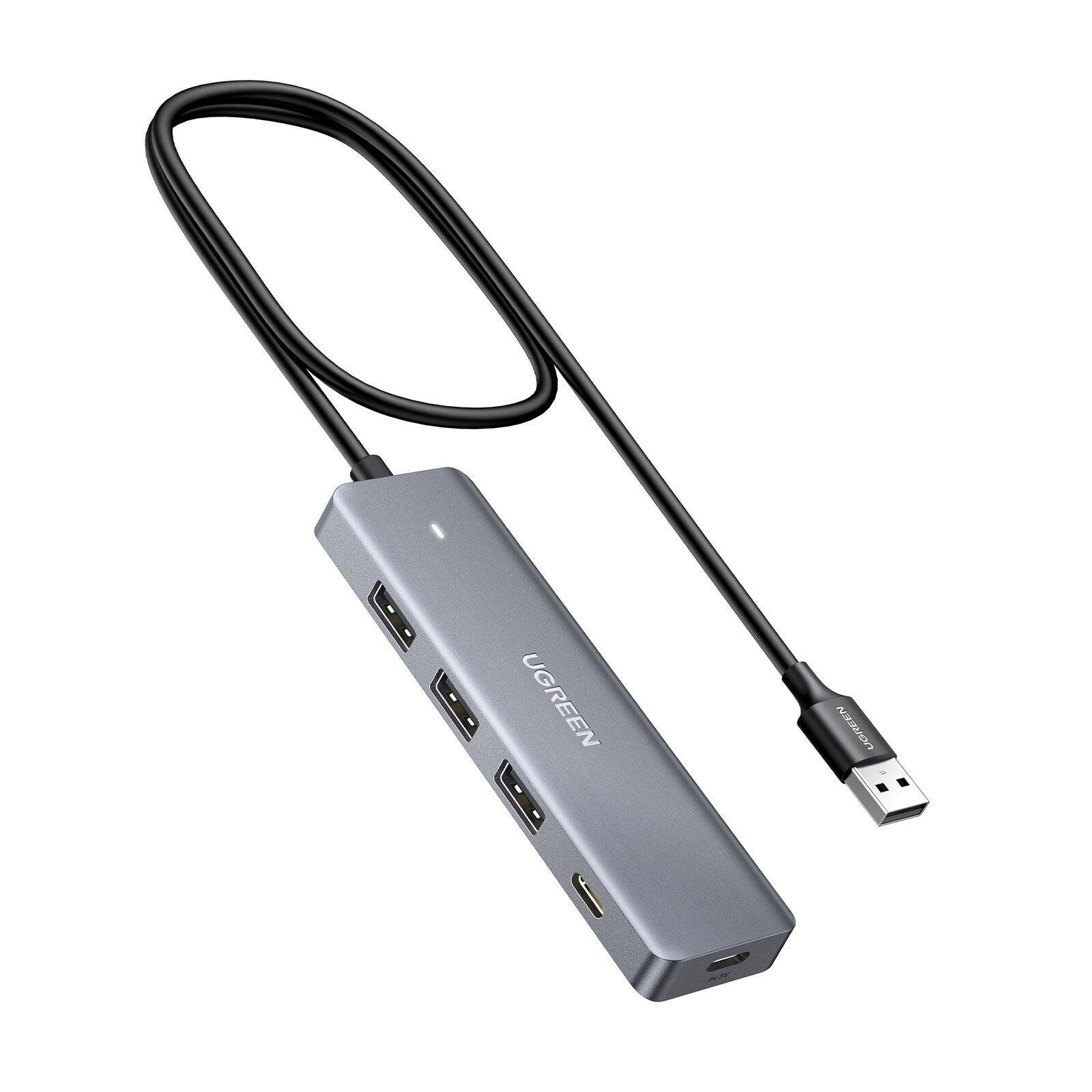 UGREEN 4-Port USB 3.0 Hub, 3 USB A Port 1 USB C Port Ultra Slim High-Speed USB Splitter Portable Extension Data Hub Compatible for MacBook, Mac 0.6M