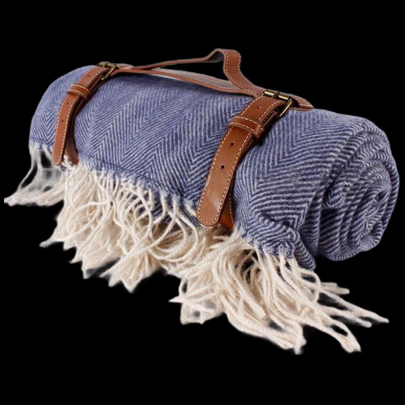 OEING Thickened Tassel Picnic & Beach Mat with Leather Straps