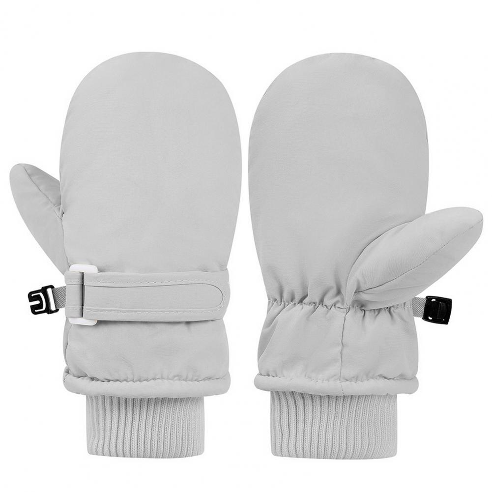 

Children s Quick-drying Fabric Gloves Warm Keeping Snow Skiing Waterproof Fabric Thickened Ribbed Design Gloves Self-adhesive S серый