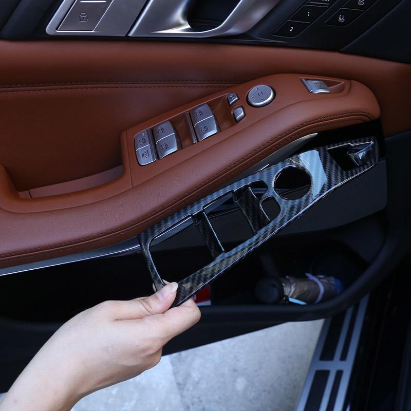 ABS Chrome/Carbon Fiber Car Window Lift Button Frame Trim Accessories For BMW X5 G05 X7 G07 2019-2026  Left Hand Drive