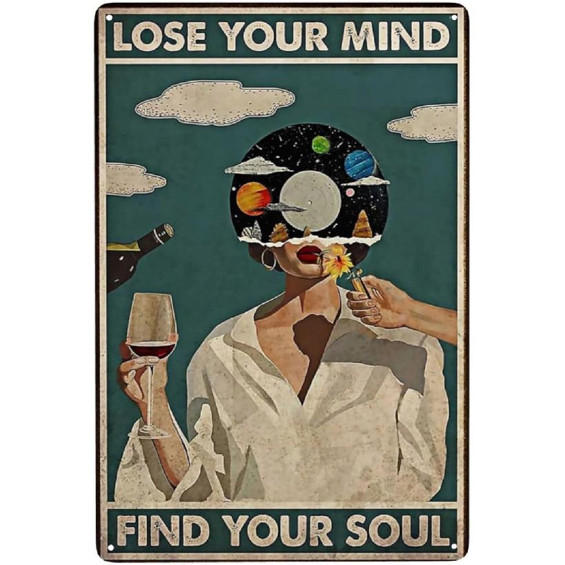 Syiomlis Vintage Lose Your Mind Find Your Soul Poster Mental Health Canvas Wall Art,Abstract Aesthetic Music Girl Print Painting Office Bedroom Wall Lose Your Mind Find Your