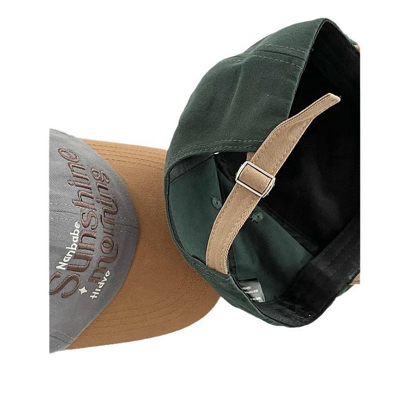 American Retro Color blocking College Style Soft Top Baseball Cap Women's Versatile Sun Visor Baseball Cap Men Show Small Face