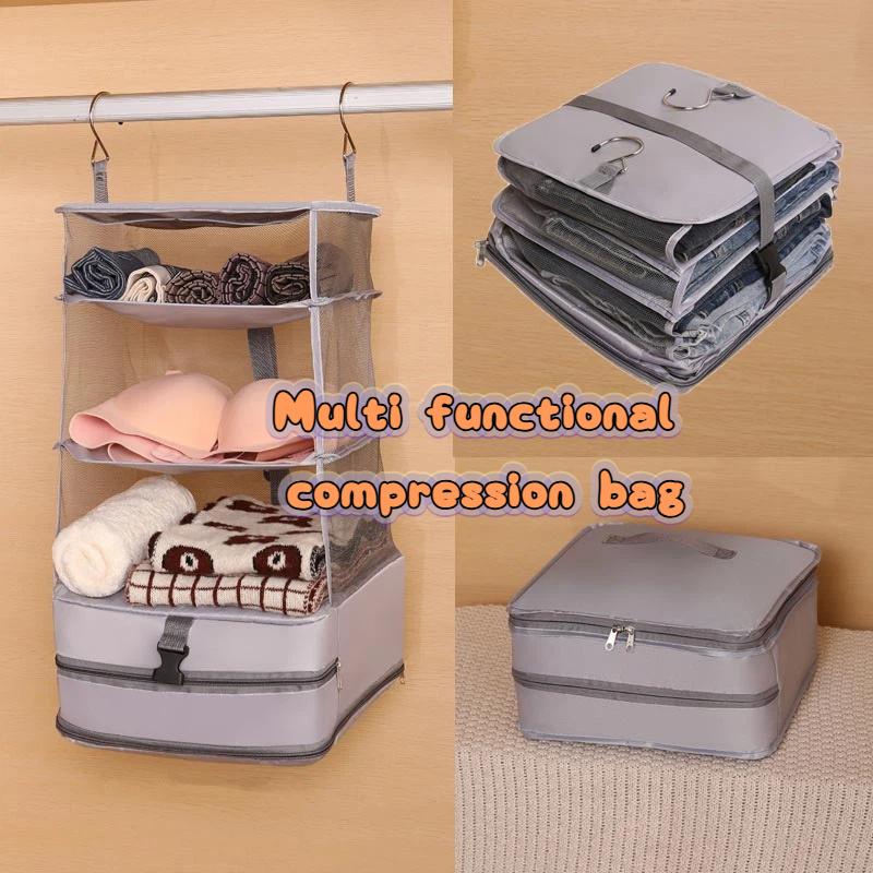 Closet Hanging Multi-Functional Storage Bag Underwear And Socks Storage Compression Bag Portable Foldable Travel Organizer Bag
