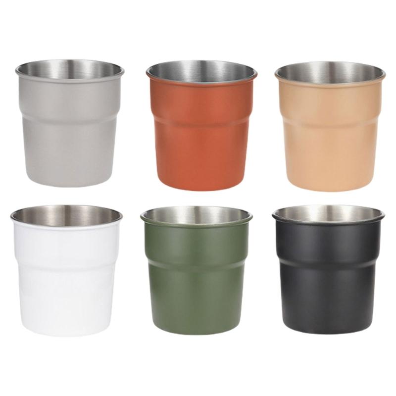 5/6pcs Stackable Camping Water Cup 300ml Teas Coffees Milk Beer Mug Stainless Steels Drinking Cups Outdoor Travel Cups