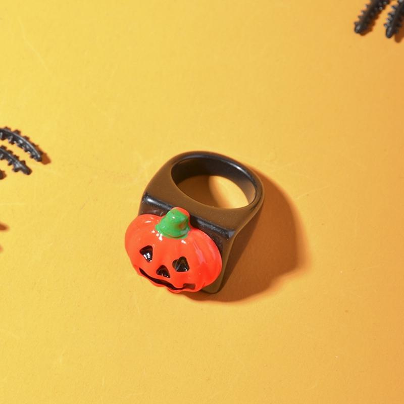 Fashion Lightweight Rings Bat Specter Pumpkin Stacking Rings Big-eyed Crystal Exaggerated Rings Suitable for Ladies