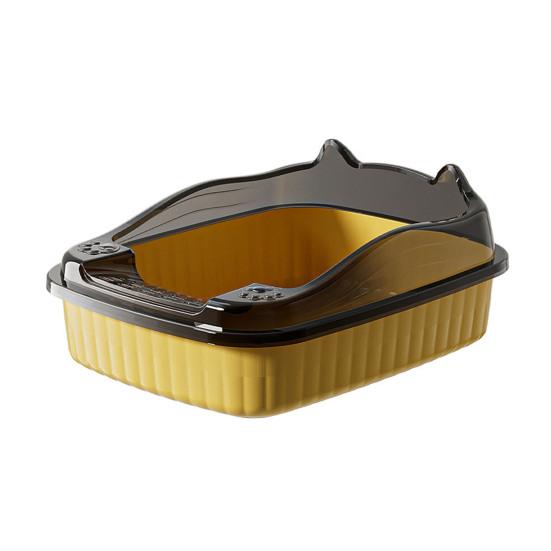 Open Top Cat Litter Box with High Side Anti-Splashing Kitten Litter Pan Semi-Enclosed Cat Toilet with Litter Sifting Scoop