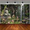 1 STKS tuinscène banner fotobackground met Boeddhabeeld en waterval