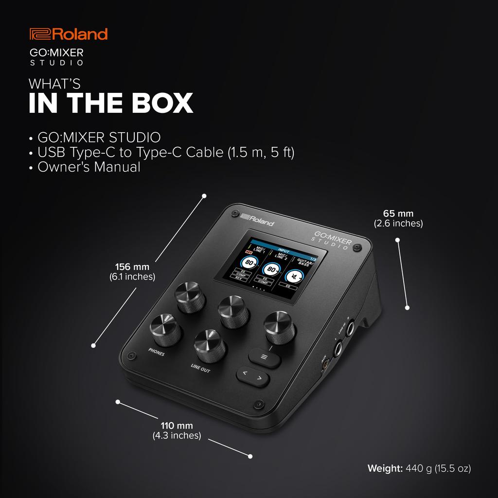 Roland ST Audio Mixer Audio Interface for Music Production and Compatible with Bus Black GOMIXER STUDIO/GOMIXER Recording, iPhone/iPad/Mac/Windows,