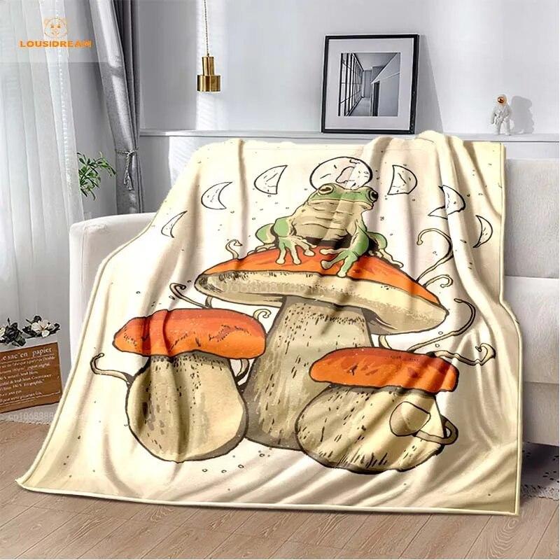 Anime Green Frog Designová deka s velkými očima Měkká přehoz přes postel Plážový teplý cestovní povlak pro děti Chlapci Dívky Dárek