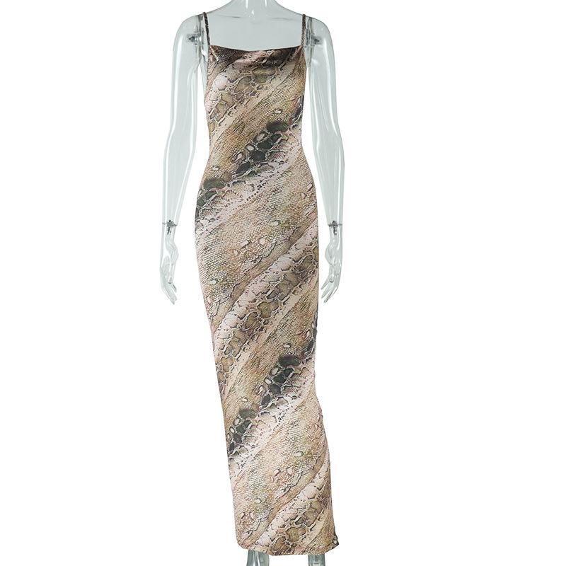 European and American style ins women's fashion snake print dress sexy sleeveless suspender street dress