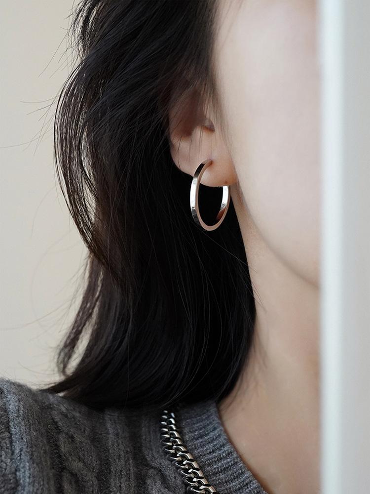 Silver Plated Circle Hoop Earrings for Women Girl New Geometric Crystal Round Cute Earring Party Jewelry Dropshipping