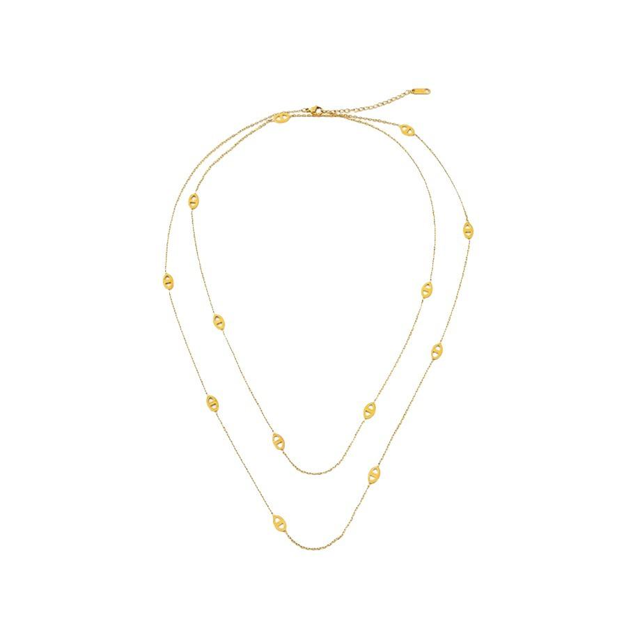 Elegant Ladies' Sweater Chain: 18K Gold & Titanium Steel Nose Necklace, Colorfast and Luxurious Accessory