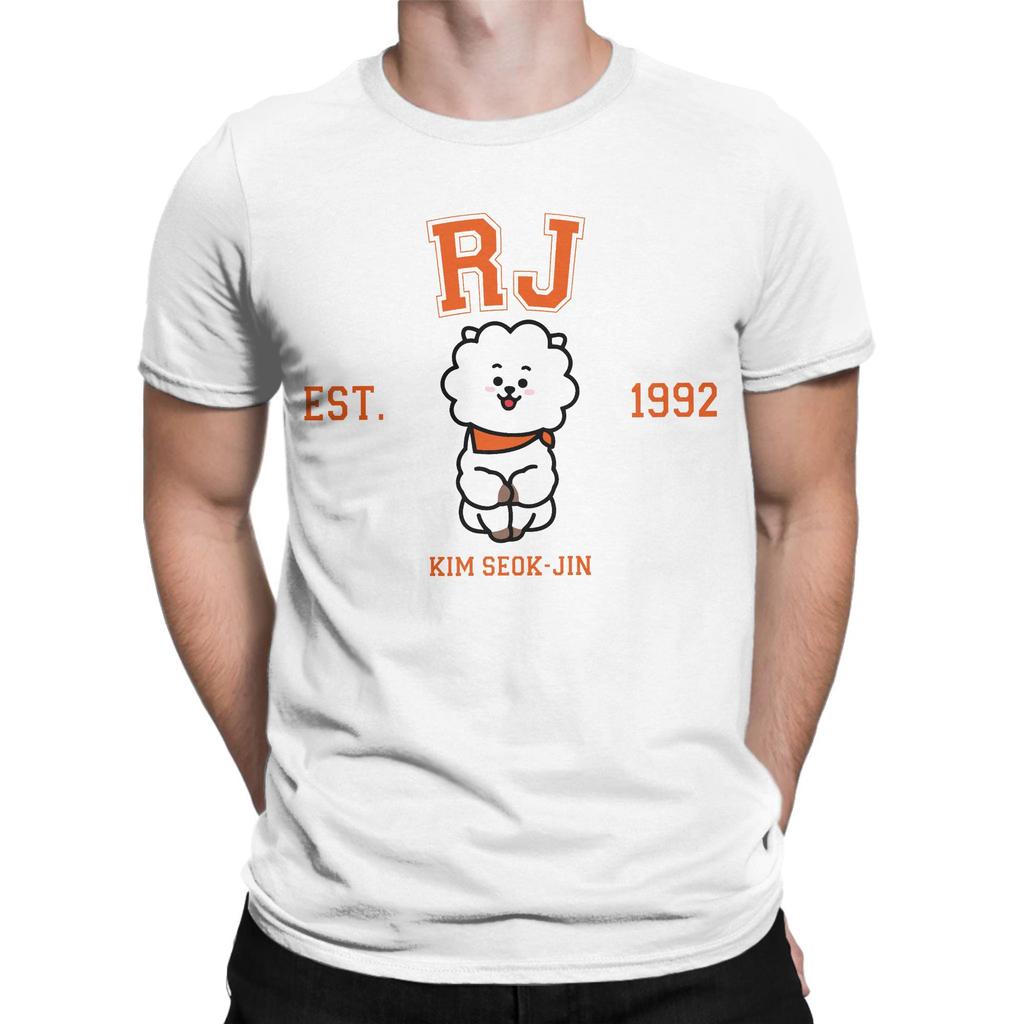 Funny RJ Korea Kpop Cute Cartoon T-Shirts for Men Crewneck Pure Cotton T ShirtShort Sleeve Tees Plus Size Clothes
