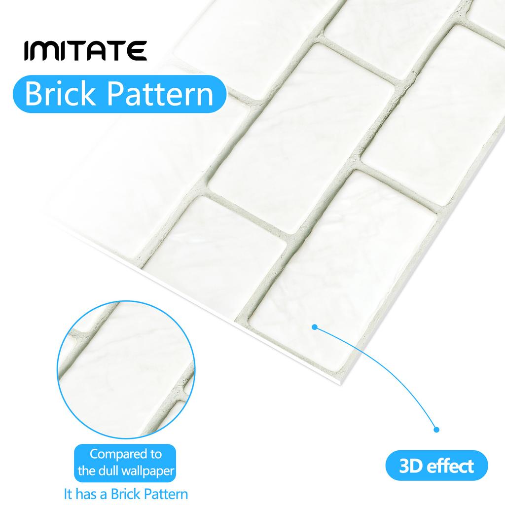 10/20/30Pcs 3D Mosaic Tile Stickers - Waterproof PVC Wall Decals - Thickened Self-Adhesive Brick Wallpaper for Kitchen & Bathroom - Multiple Designs