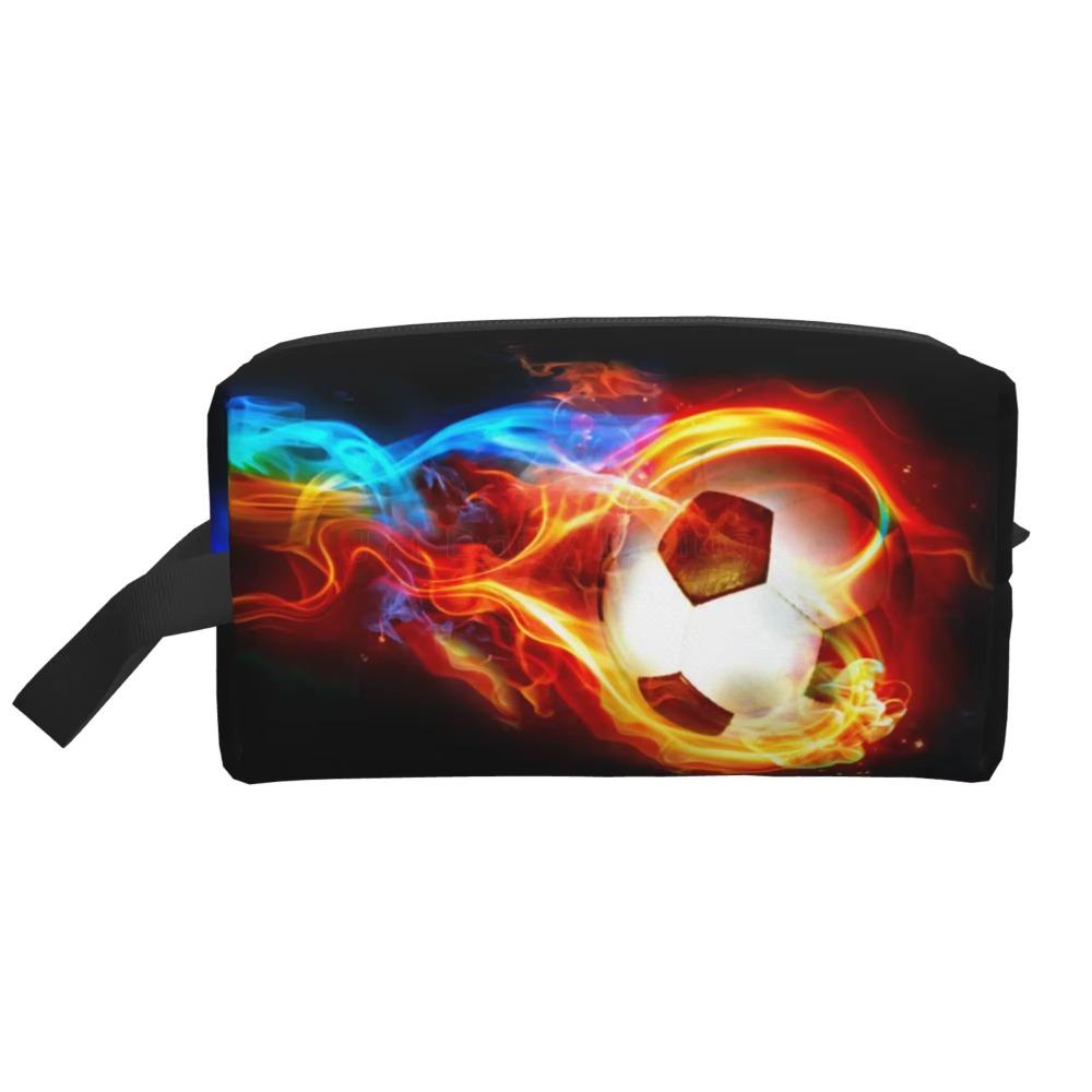 

Сумки для хранения футбольных мячей с рисунком для мужчин и женщин, переносная косметичка, большая вместимость, дорожный органайзер для хранения 25.5x16x12.5CM