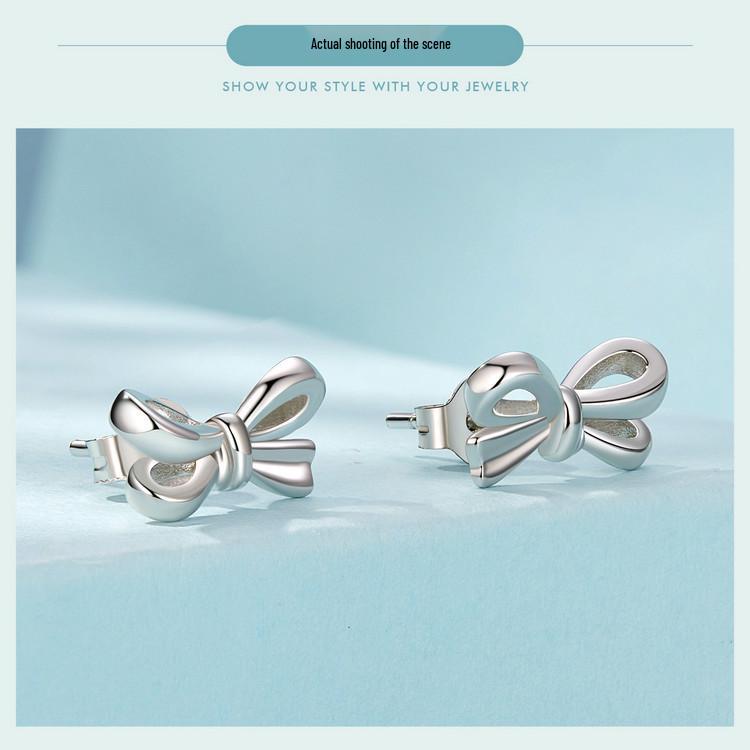 Avle Heart Bow Silver Earrings for Girls - S925 Sterling Silver