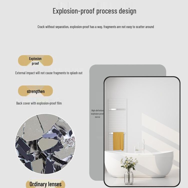 Self-Adhesive Wall-Mounted Bathroom Mirror for Makeup