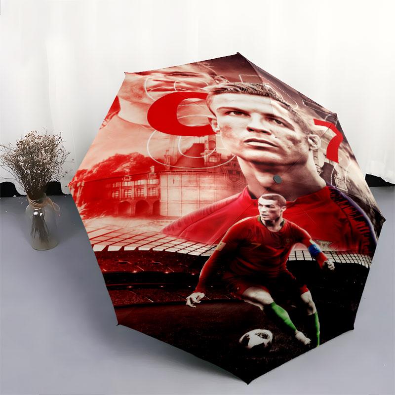 1 PC Automatic Folding Umbrella - CR7 Cristiano Ronaldo Pattern, Portable & Foldable Design with 8 Ribs, Christmas Birthday Gifts