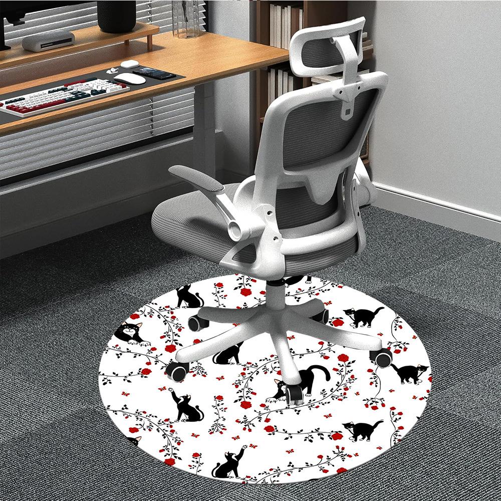 

1pc Cat Rose Pattern Chair Carpet for Office, Non-slip, Soft and Durable Office Rug for Interior Decoration, Perfect for Office yy260313012 80cm by 80cm