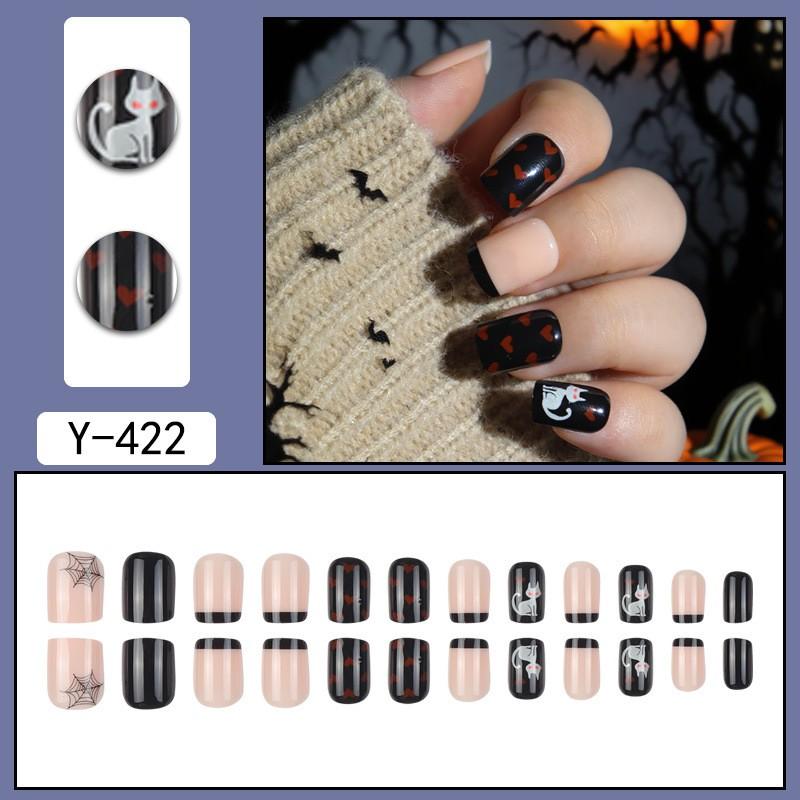 Short Press-On Nails Set With Floral Design Minimalist False Women Wearable Nail Tips In Multiple Colors