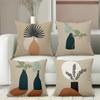 Modern Plant Vase Pattern Decorative Cushion Covers Polyester Pillowcase, Sofa Decorative Cushion Cov Headboard Pillow