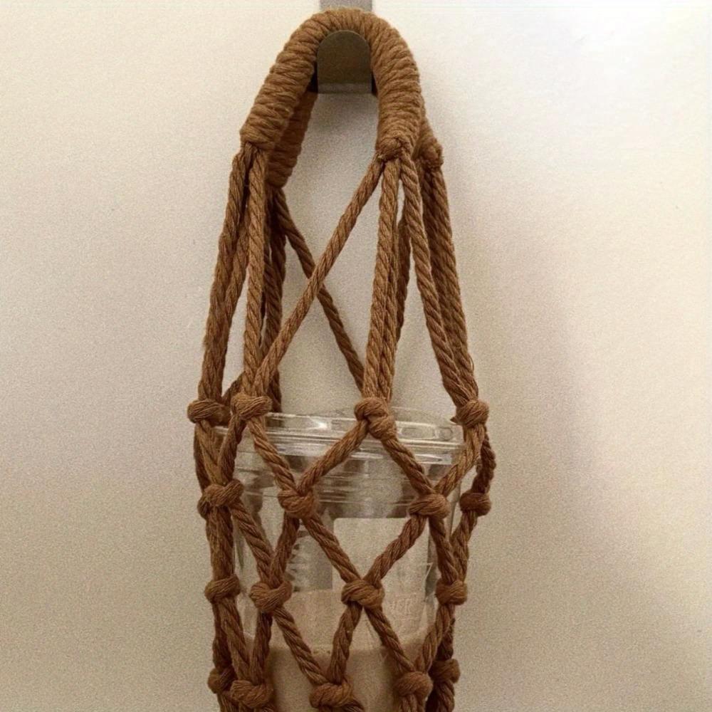 Crochet Cup Holder Net Bag Cup Cover Hollow Out Woven Water Bottle Coffee Holder Mug Bags Portable Carrying Bag