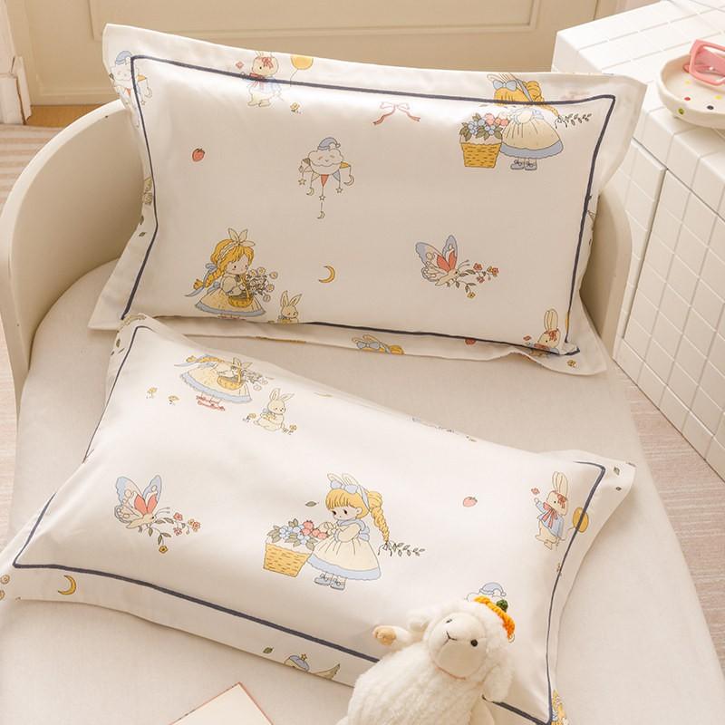 60s Long Staple Cotton Kids Pillowcase Toddler Bedding Set Cartoon Print 30x50cm 35x55cm Pure Pillow Cover