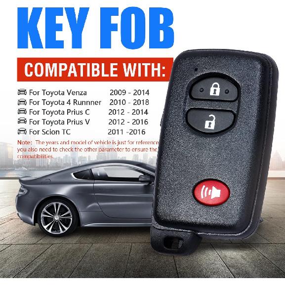 Keyless Entry Smart Prox Remote Key Fob Replacement for Toyota Venza Prius C V 4 Runnner Scion TC(FCC ID:HYQ14ACX PN:89904-47230 271451-5290 GNE