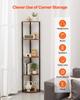 VEVOR 5 Tier Corner Shelf, Tall Corner Stand with LED Light, Wall Shelves Tower Storage Organizer with Metal Frame & Wooden Shelves