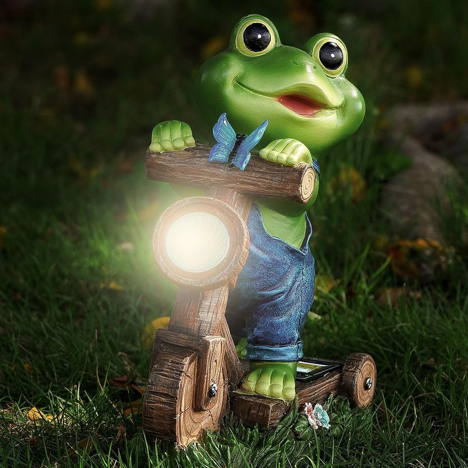 

Солнечные фонари Скульптура лягушки на велосипеде Винтажный металлический декор для сада Уличное произведение искусства для двора, патио, виллы, балкона, ландшафта зелёный