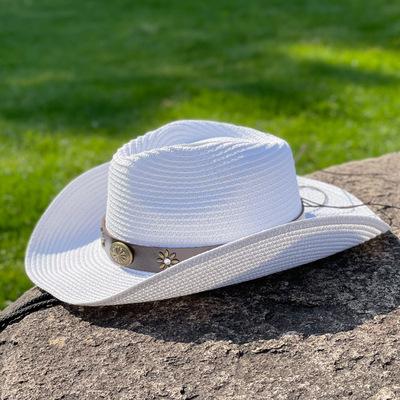 Western Cowboy Hat Men's Spring and Summer Outdoor Travel Sunshade Tibetan Hat Big Brim Straw Hat Women's Vacation Beach Hat Wide Brim