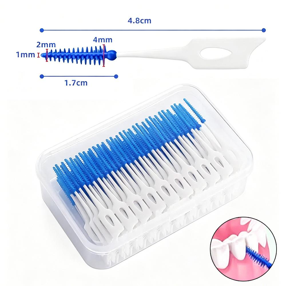 Disposable Soft Silicone Interdental Cleaners 100 Count Teeth Gap Brushes Dental Floss Picks Portable Oral Cleaning Toothpicks F